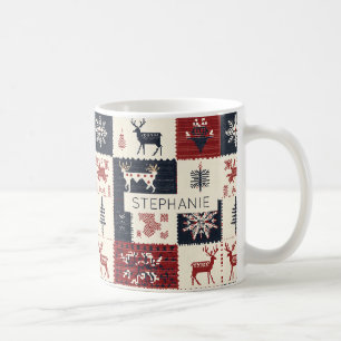 Mug Knit nordique de Noël Reindeer & Snowflakes