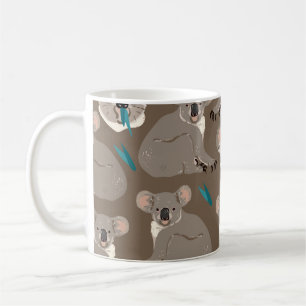 Mug Koala sur arrière - plan brun neutre sans soudure