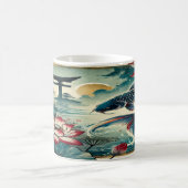 Mug Koi Serenity : Lotus et Torii sous le clair de lun (Centre)