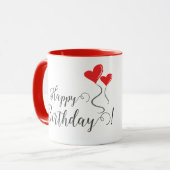 Mug Kokeshi Doll Rouge Joyeux Anniversaire (Devant gauche)