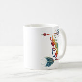 Mug Kokopelli, Autochtone Américain, Avec Deux Plumes  (Devant droit)
