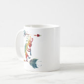 Mug Kokopelli, Autochtone Américain, Avec Deux Plumes  (Devant gauche)