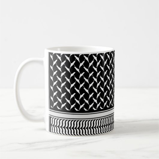 Mug Koufiya palestinien | noir Keffiyeh (Gauche)