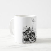 Mug Kraken/poulpe Eatting un bateau de pirate, (Devant gauche)