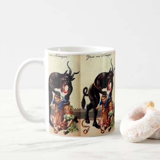 Mug Krampus Enfants en panier Noël de vacances (Avec donut)