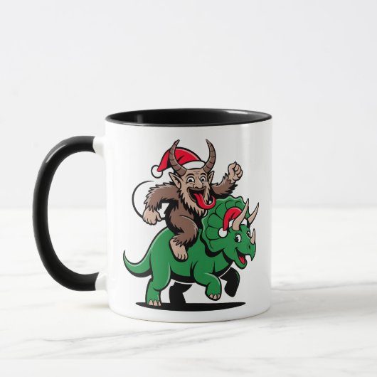 Mug Krampus Monter Un Dinosaure Père Noël Mal De Noël (Gauche)