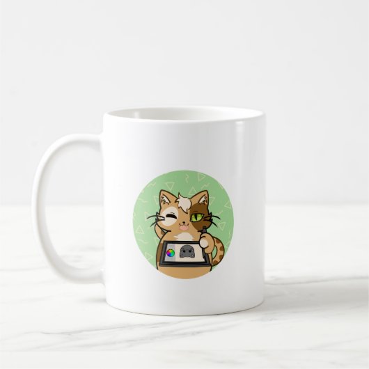 Mug Künstler bei der Arbeit – niedliches Katzendesign (Gauche)