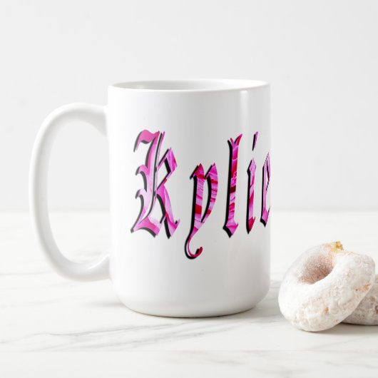 Mug "Kylie" Floral Rose Kylie Nom, (Avec donut)