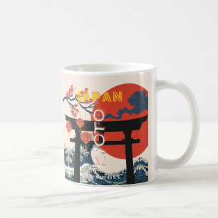 Mug Kyoto Japan Travel Art, Art Voyage Retro