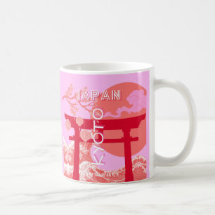 Mug Kyoto Japon Travel Art, Art de Voyage rose