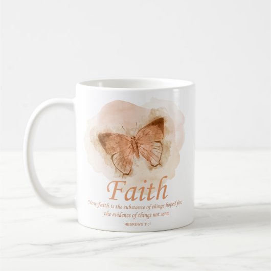 Mug La Bible chrétienne des femmes Verse Papillon :Foi (Gauche)