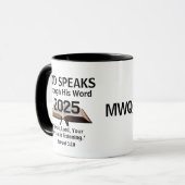 Mug La Bible de Dieu 2025 TOUTE ANNÉE Monogramme chrét (Devant gauche)