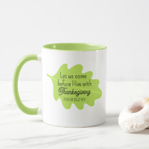 Mug La Bible de Thanksgiving Verse Autumum Feuille ver
