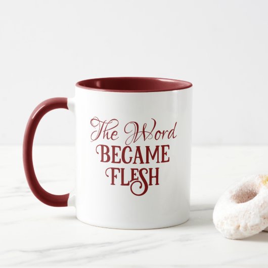 Mug La Bible Verse Evangile de Jean Christian Rouge (Avec donut)