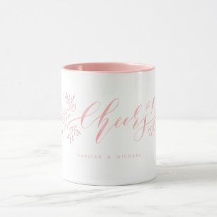 Mug La calligraphie moderne rose applaudit les fleurs 
