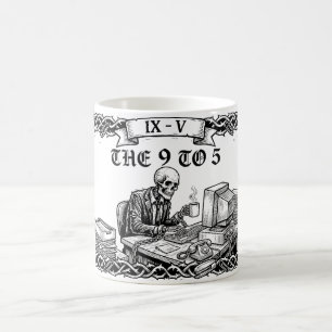 Mug La carte de tarot 9 à 5 Squelette d'entreprise d