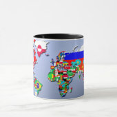 Mug La carte du monde avec leurs drapeaux (Centre)