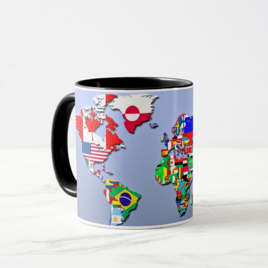 Mug La carte du monde avec leurs drapeaux (Devant gauche)