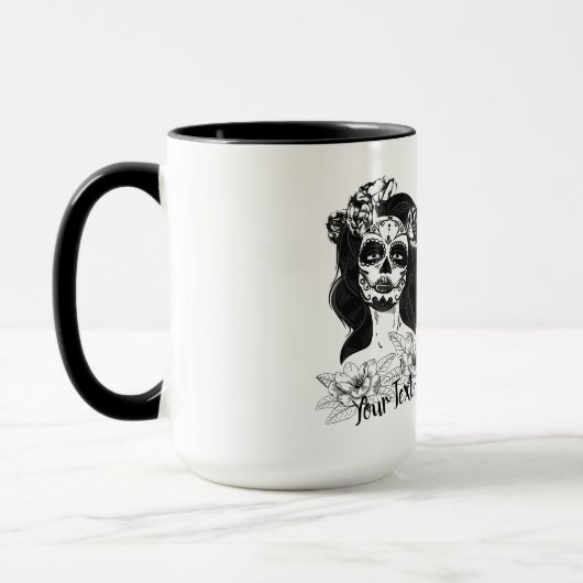 Mug "La Catrina" Poupée avec tatouage aux fleurs - per (Gauche)