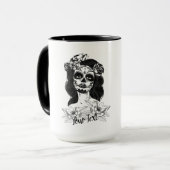 Mug "La Catrina" Poupée avec tatouage aux fleurs - per (Devant gauche)