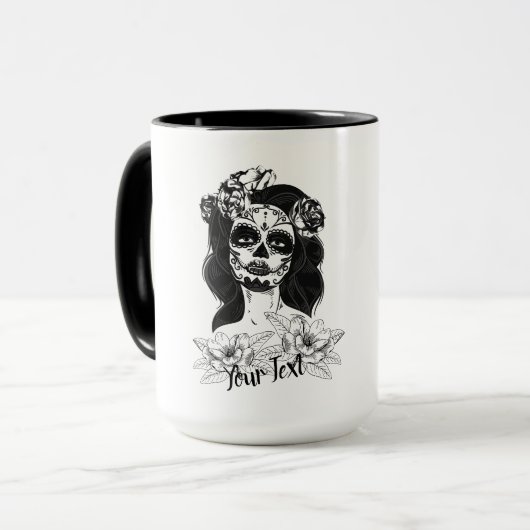 Mug "La Catrina" Poupée avec tatouage aux fleurs - per (Devant gauche)