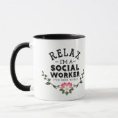 Mug La citation florale de feuille verte rose (Gauche)