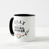 Mug La citation florale de feuille verte rose (Devant gauche)