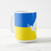Mug La colombe de café ukrainienne de la paix soutient (Devant gauche)