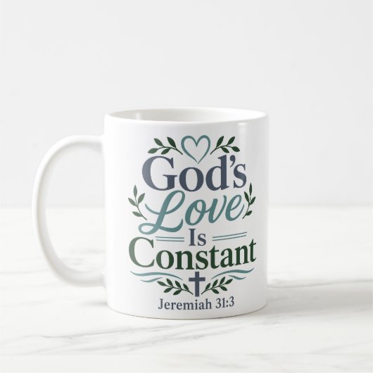Mug La constance de l'amour de Dieu Citation dévotionn (Gauche)