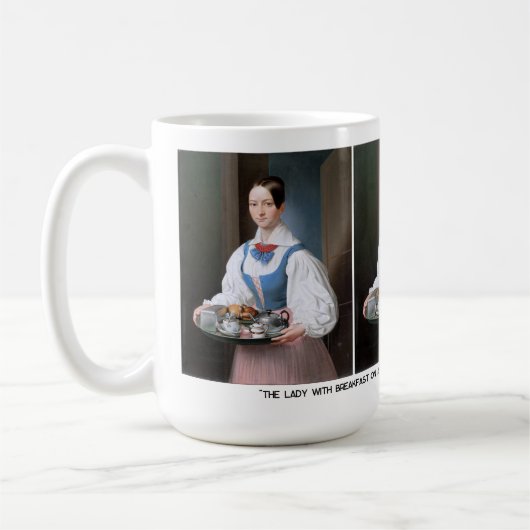 Mug La Dame avec petit déjeuner sur un plateau (Gauche)