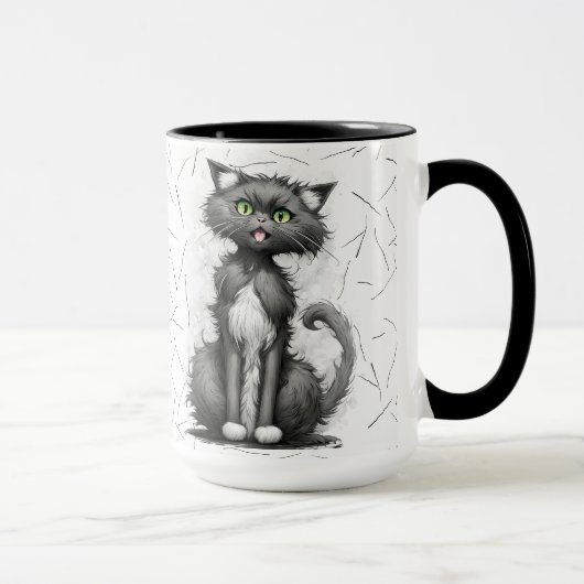 Mug La Dame Du Cat Avec Les Cheveux De Chat (Droite)