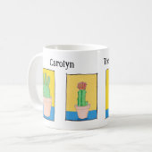Mug La dame plante, les dessins de cactus, ton nom (Devant gauche)