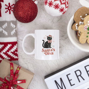 Mug La diva de Noël, joli chat de Noël pour elle