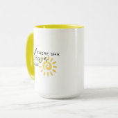 Mug Là, Elle Glisse De Nouveau Citation Positive Jaune (Devant gauche)