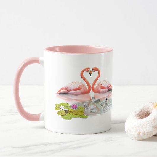 MUG LA FAMILLE FLAMANT ROSE (Avec donut)