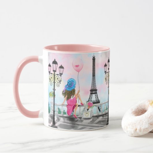 Mug La Femme Cadeau De La Tour Eiffel À Paris (Avec donut)