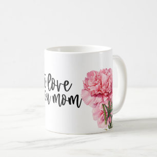 Mug La fête des mères avec une fleur d'œillet rose pou
