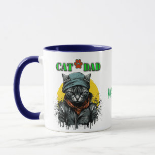 Mug La fête des pères - CAT DAD. Nom/message modifiabl