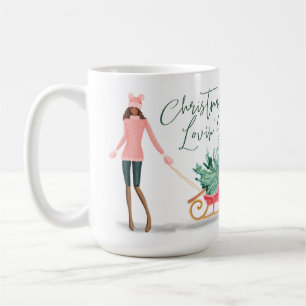 Mug La fille de Noël Lovin' Pulling Sleigh