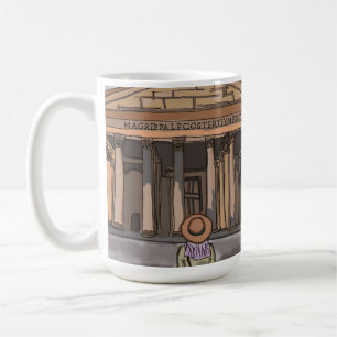 Mug La fille est assise devant le Panthéon à Rome.