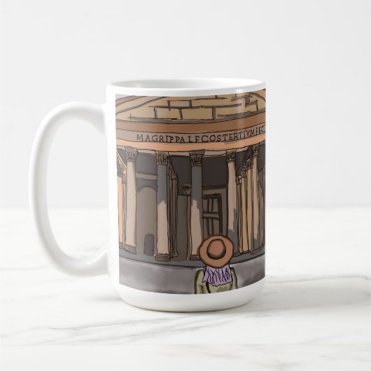 Mug La fille est assise devant le Panthéon à Rome. (Gauche)