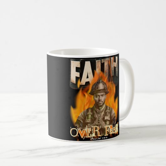 Mug La foi au-dessus de la peur Pompier La foi chrétie (Devant droit)