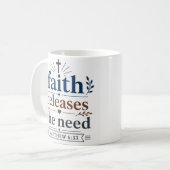 Mug La foi libère du besoin Écriture chrétienne (Devant gauche)
