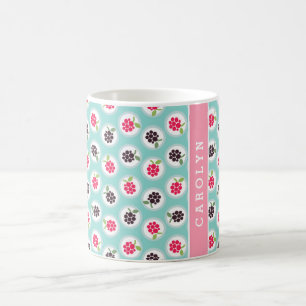 Mug La framboise girly mignonne de turquoise modèle l