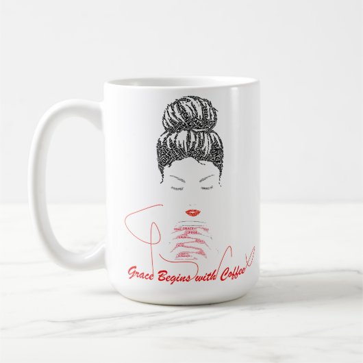 Mug La grâce commence avec la typographie du café (Gauche)