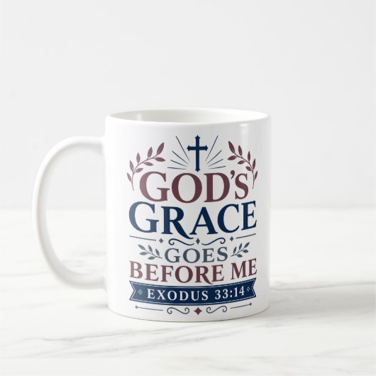 Mug La Grâce de Dieu Me Précède Écriture Biblique (Gauche)
