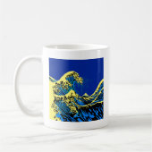 Mug La Grande vague Hokusai dans le style Art Pop Bleu (Gauche)