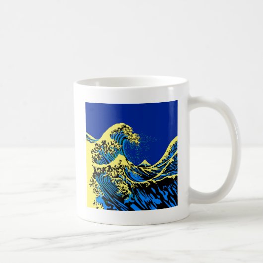 Mug La Grande vague Hokusai dans le style Art Pop Bleu (Droite)