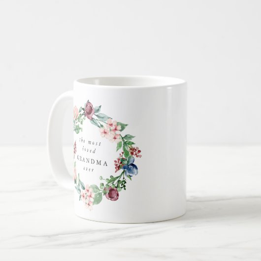 Mug La Grandma la plus aimée jamais fleurie (Devant gauche)