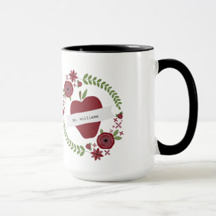 Mug La guirlande florale Apple rouge a personnalisé l
